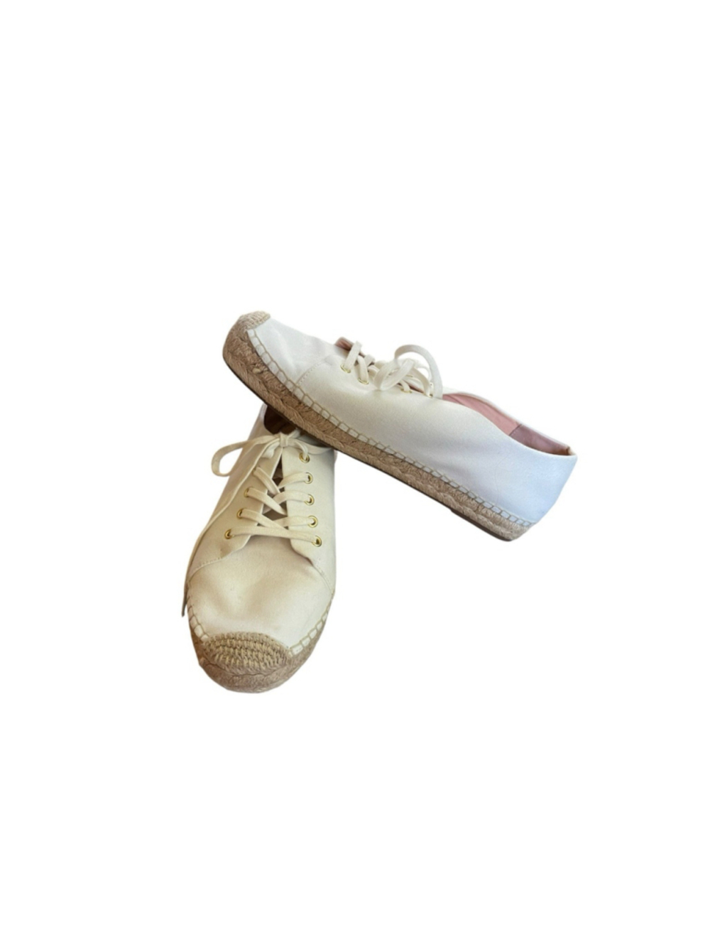 J.crew Womens Canvas Espadrille Sneakers Cream Sz 9 Preppy Casual